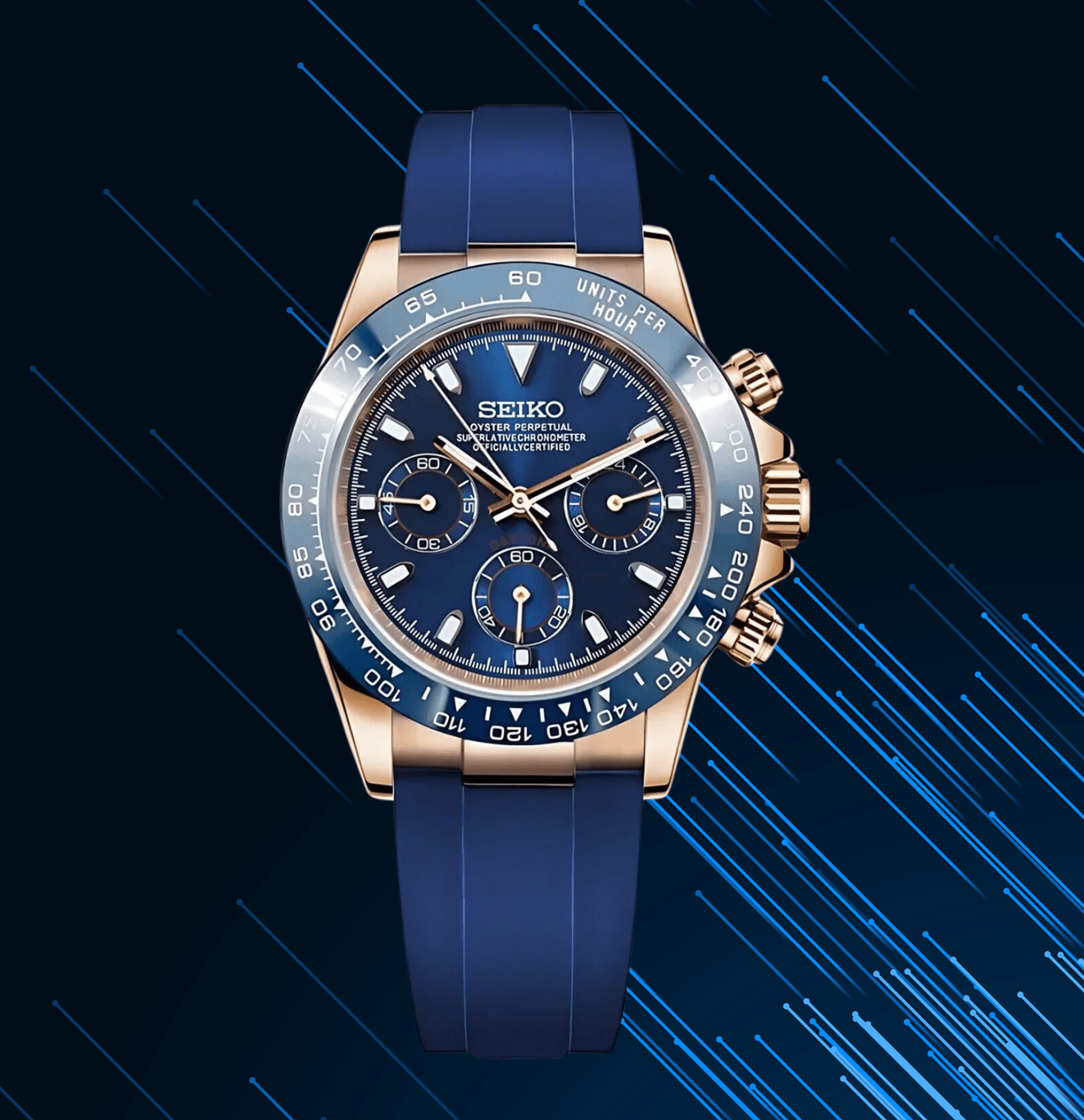 Daytona Rose Gold Blue - Silicone